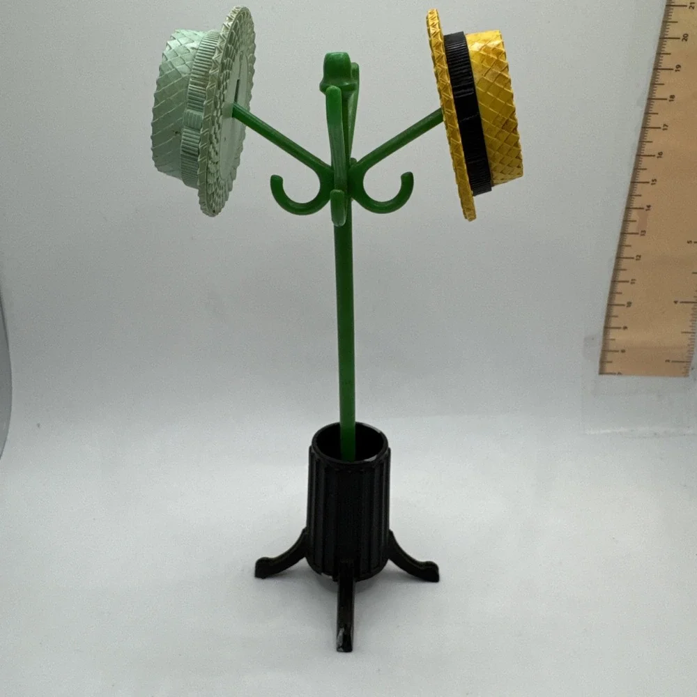 Vintage Hat Rack 2 Hats Salt & Pepper Shakers Toothpick Holder Metal & Plastic